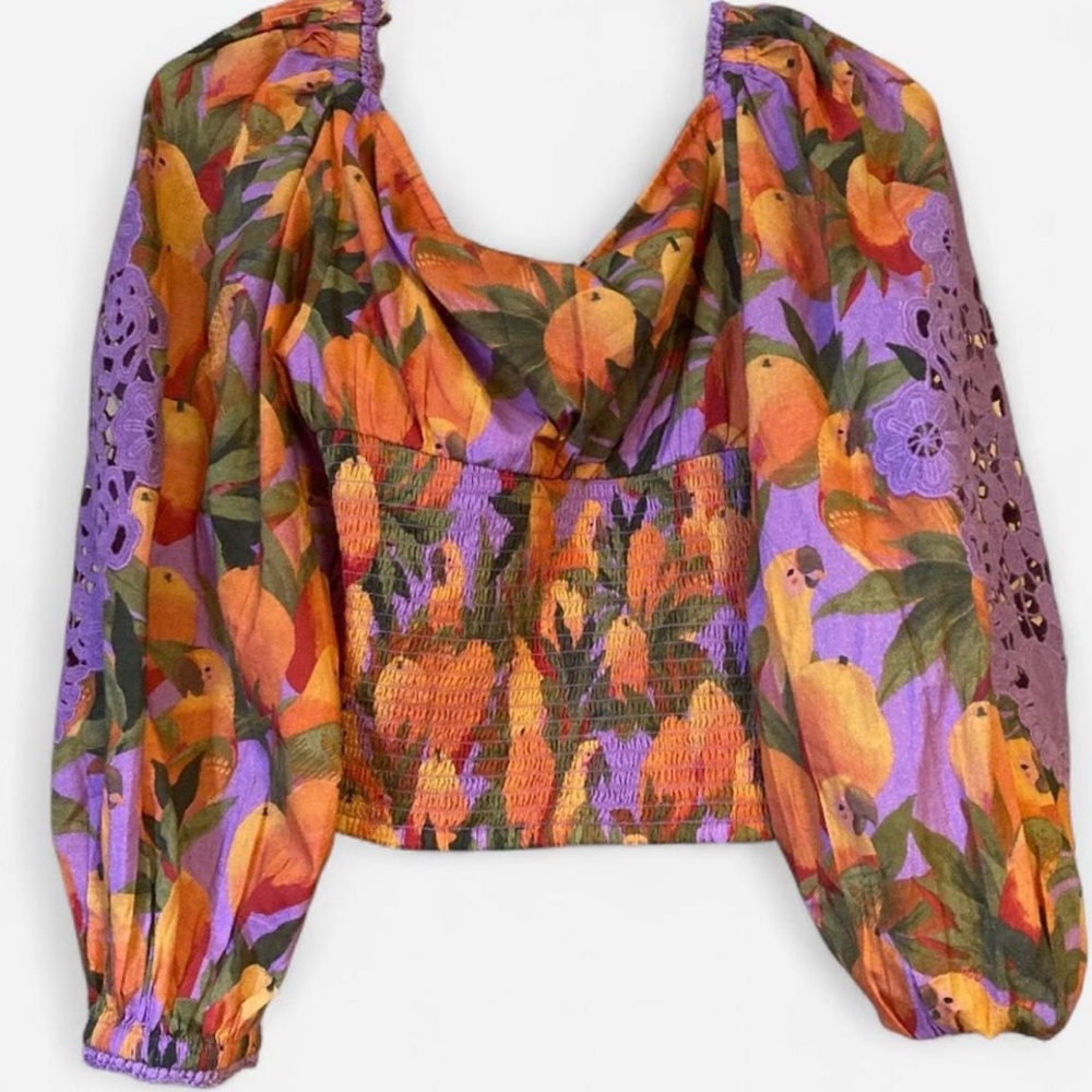 Colorful Floral Scarf with Lace Detail